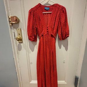 size 0 M.i.h Jeans Red Midi Floral Prairie Dress